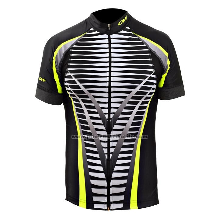 2020 Fahrradbekleidung One Way Shwarz Gelb Trikot Kurzarm und Tragerhose
